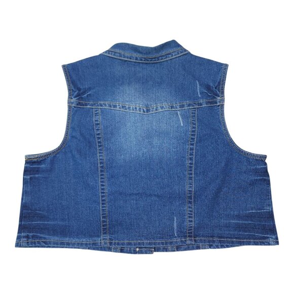 Baccini Womens Denim Vest Size 18/20W Blue Sleeveless Button Up Jean Jacket - Picture 2 of 4